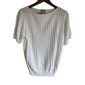 Vintage VTG 1990s 1980s Keneth Too! Plus Nautical Anchor Sailing Knit Top White